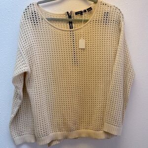 Jeanne Pierre 100% Cotton Embroidered Cream Sweater Sz L (04/19)